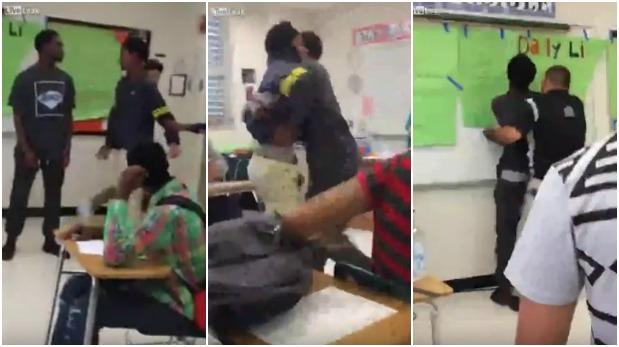 YouTube: Jóvenes estudiantes se pelean en clase delante de su profesora