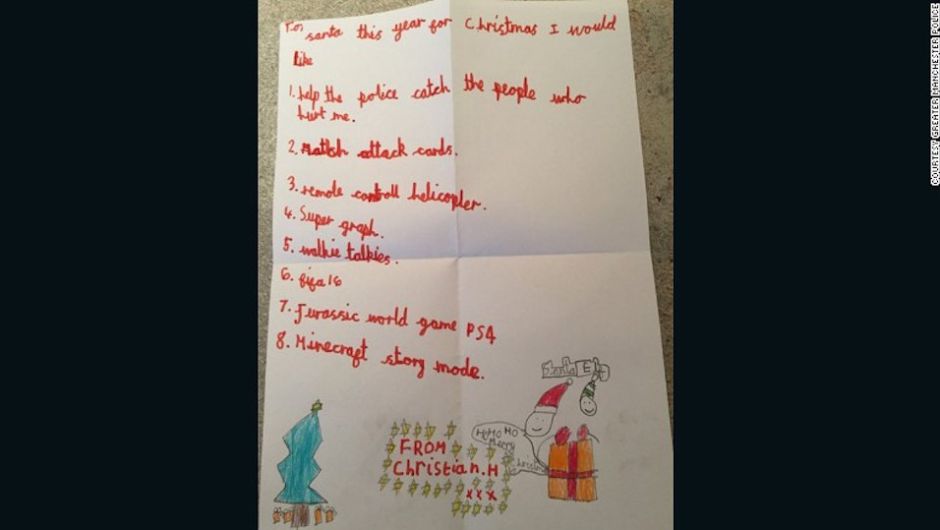 «Querido Santa: Ayuda a la policía a atrapar a quienes me hirieron», pide en su carta un niño baleado