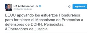 El embajador de los EE.UU. posteó  este mensaje en su cuenta de Twitter.