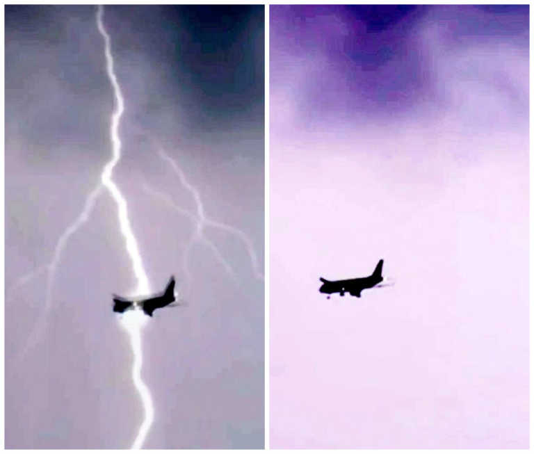 Vídeo muestra avión lleno de pasajeros impactado por un relámpago