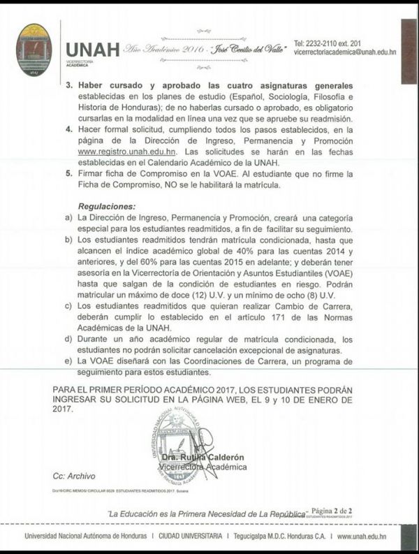 Los estudiantes de la UNAH con bajo índice 