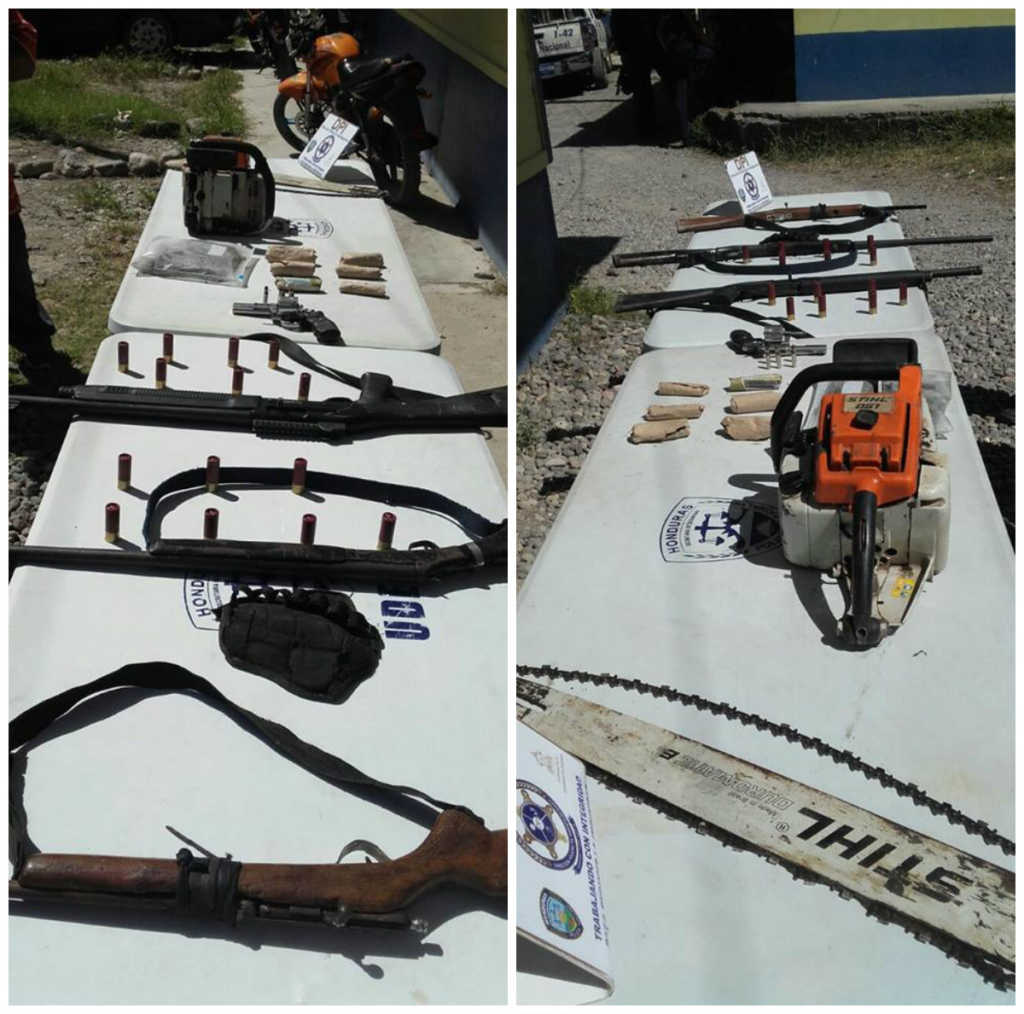 Armas decomisadas en el allanamiento
