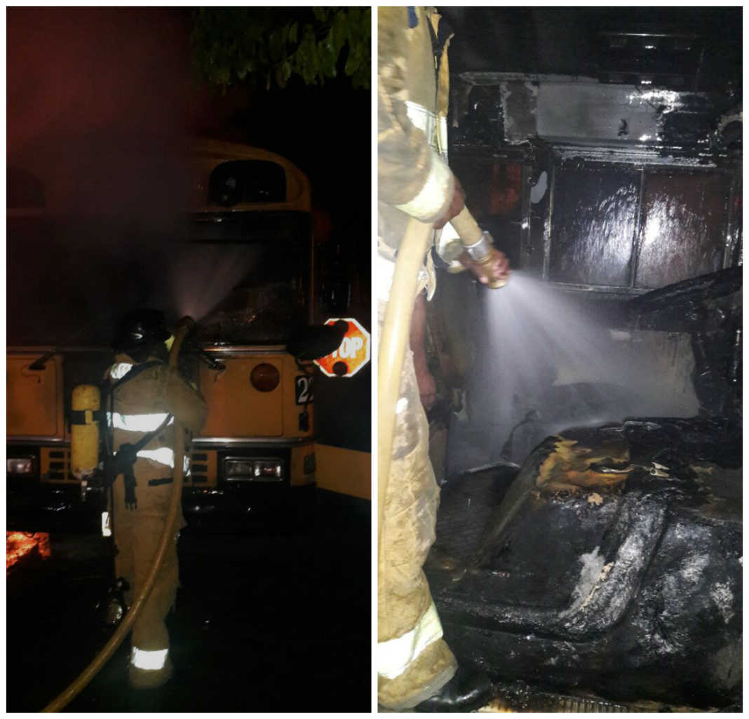 bus quemado en La Ceiba