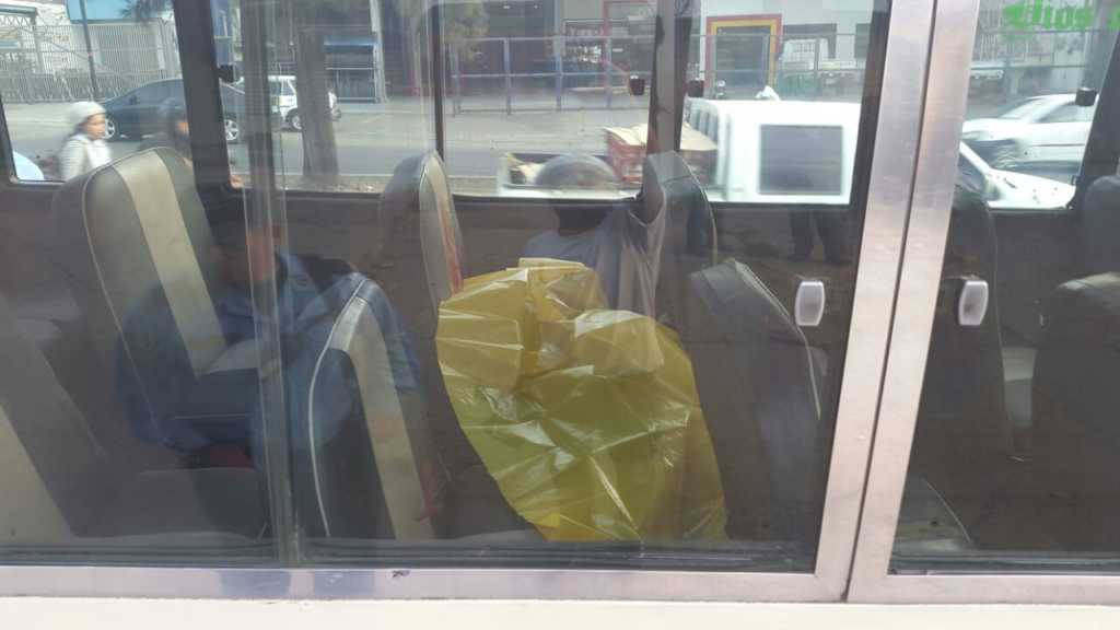 Asiento donde quedó sangrando el comerciante