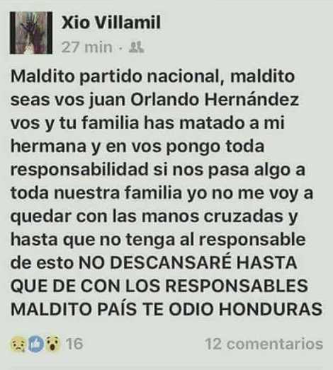 Captura del texto de la pariente de la abogadas asesinada