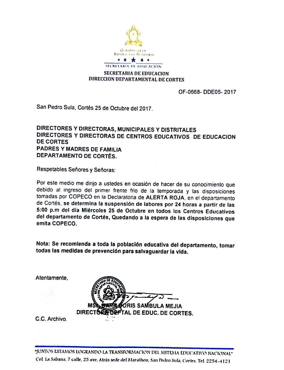 Comunicado de Cortés