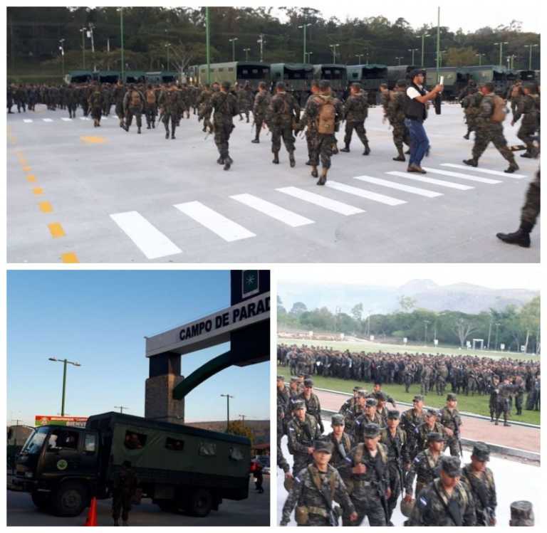 policías y militares en las calles