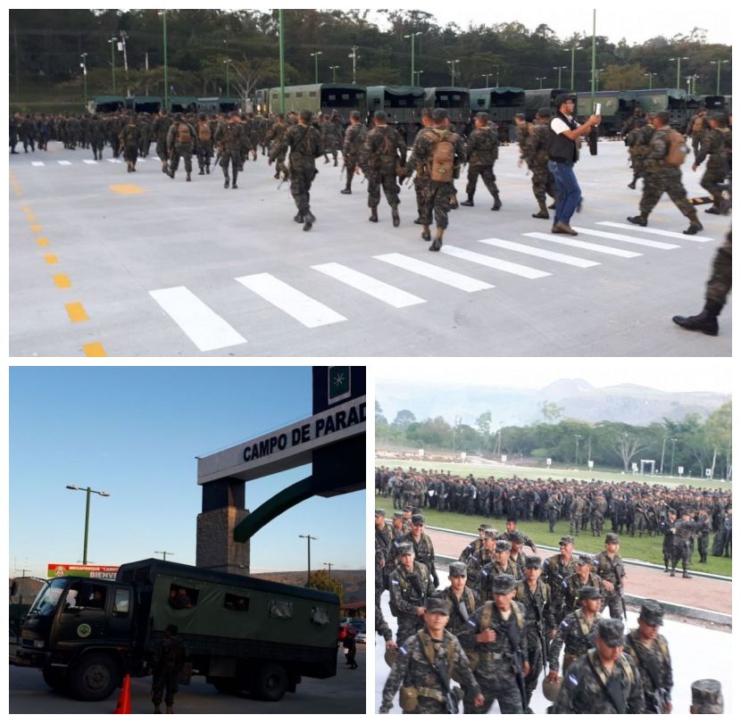 policías y militares en las calles