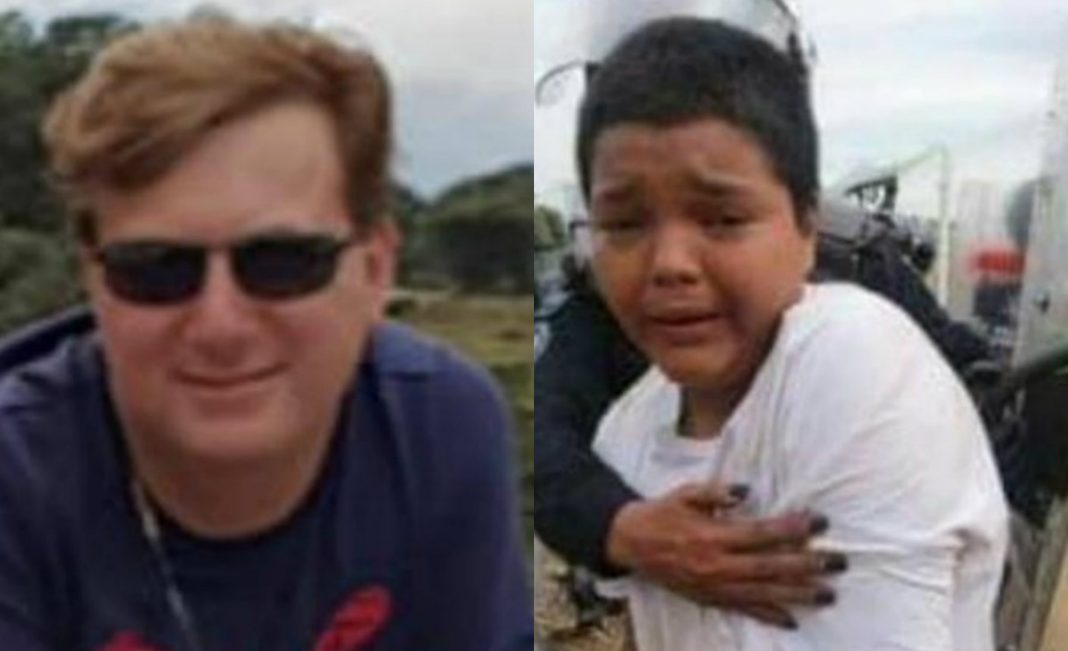 niño en caravana de migrantes