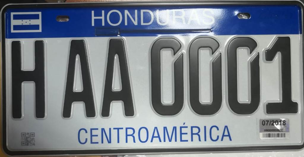 placa vehicular en Honduras