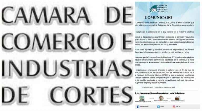 La Cámara de Comercio Industrias de Cortés da recomendaciones al Gobierno para solventar crisis energética