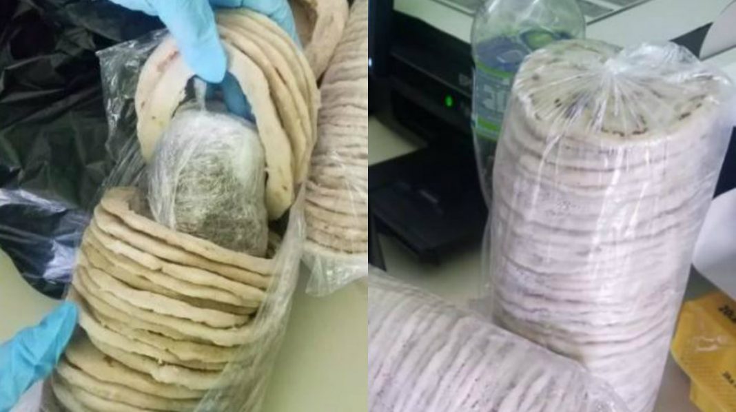 droga en medio de tortillas