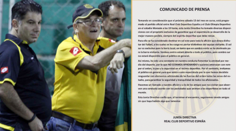 Directiva del Real España confirma presencia de afición olimpista en el clásico