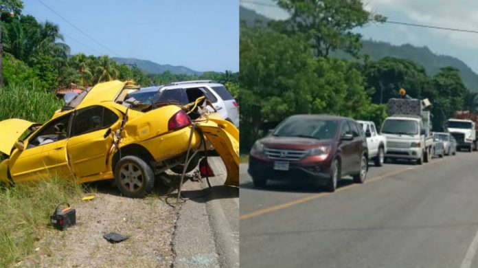 filas de vehículos en la CA-13 filas de vehículos en la CA-13