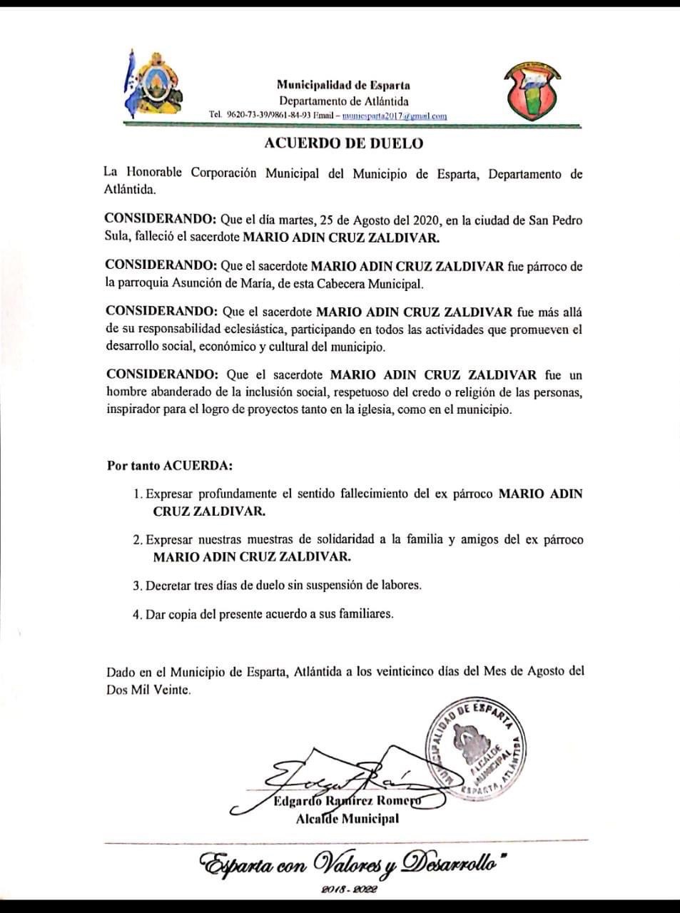 sacerdote Mario Adin Cruz Zaldívar