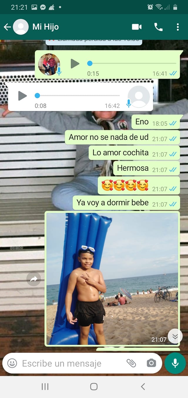 último chat de Enoc y su madre