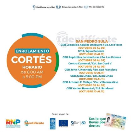 Enrolamiento en municipios de Cortés