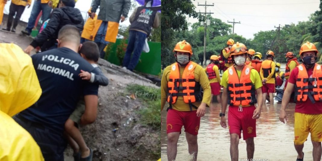 policías bomberos afectados Eta Iota