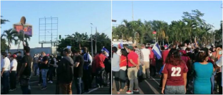hondureños protesta con pala