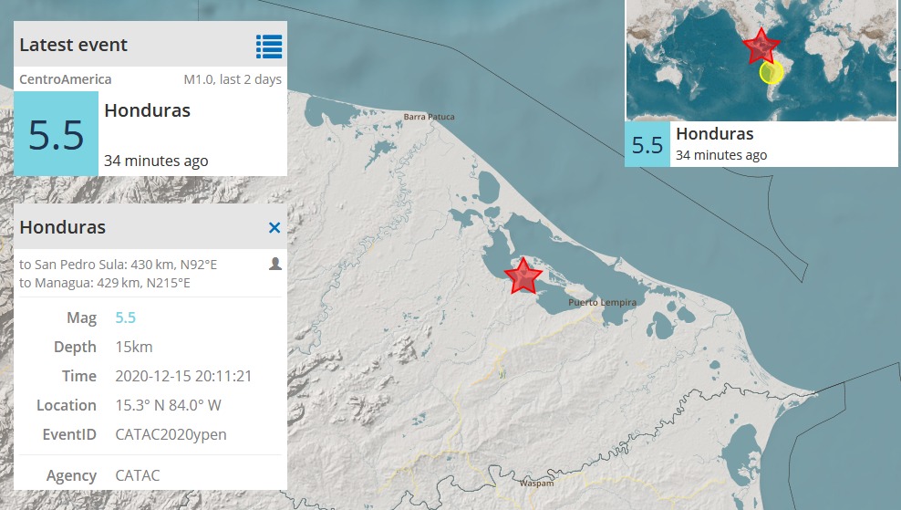 sismo Puerto Lempira