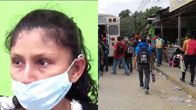 mujer deja esposo e hijos caravana de migrantes