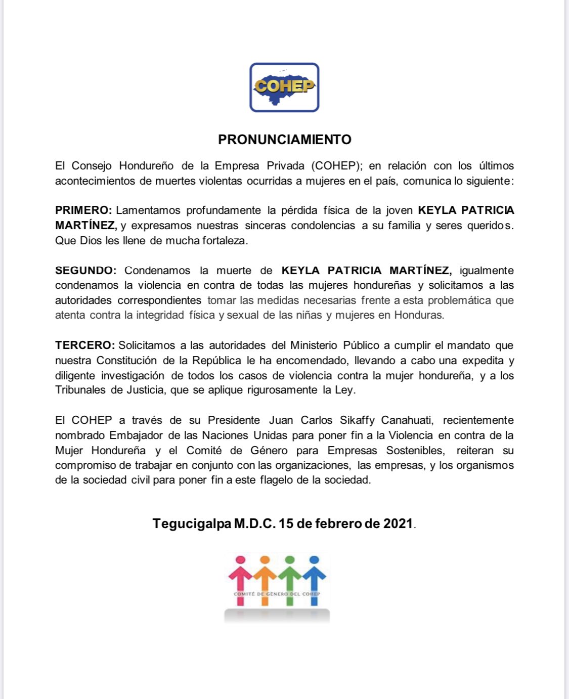 COHEP comunicado