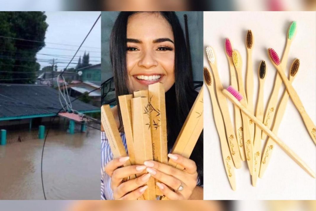 Joven cepillo ecológico
