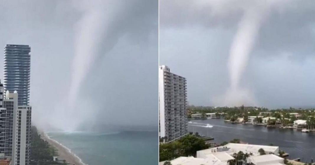 Tromba marina en Miami.