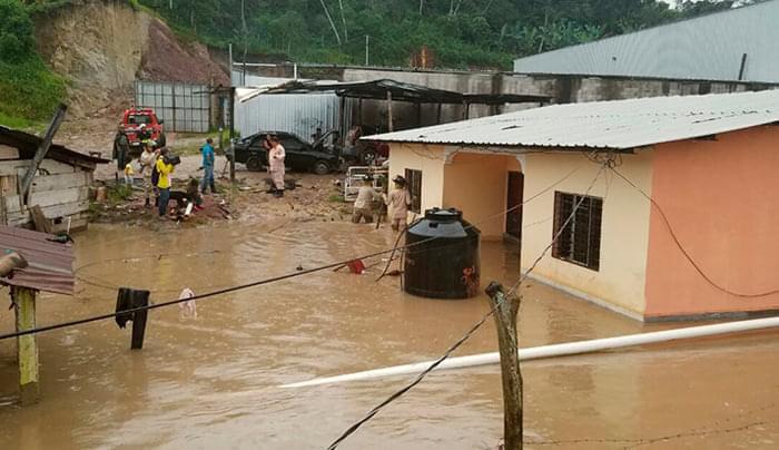 Viviendas inundadas en Copán