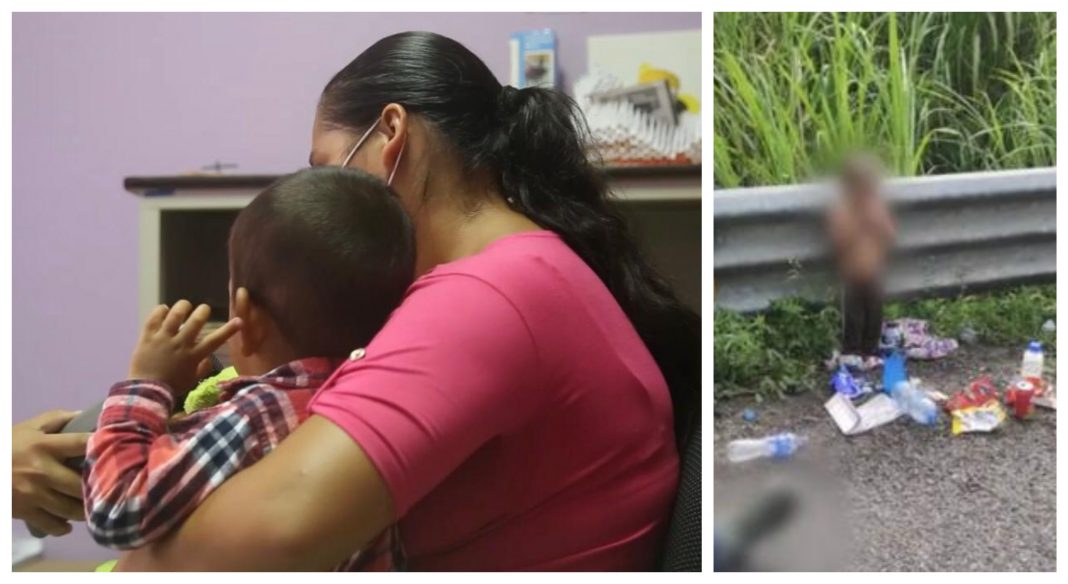 niño abandonado en carretera de México