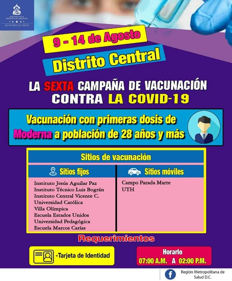 Vacunación lunes 9 de agosto