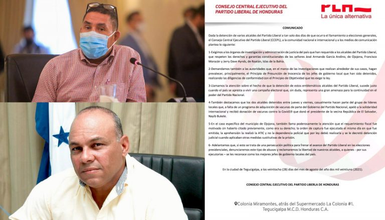 Partido Liberal alcaldes detenidos