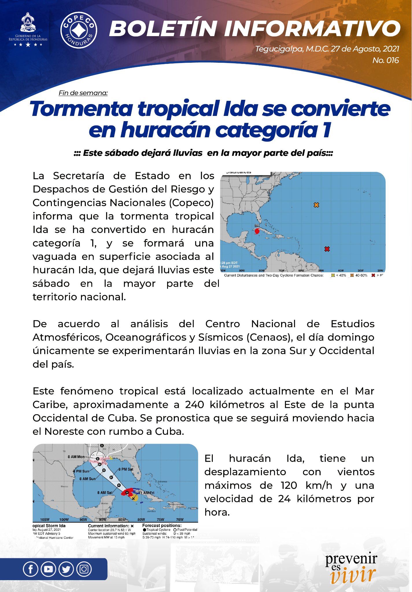 Lluvias en Honduras por Ida.