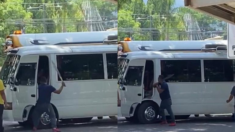 conductores de bus se agarran a machetazos