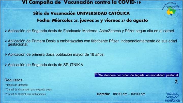 Vacunación contra el COVID Miércoles