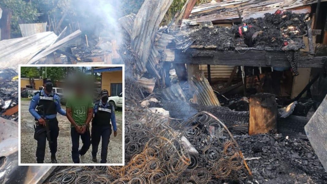 Capturado incendio de casas La Ceiba