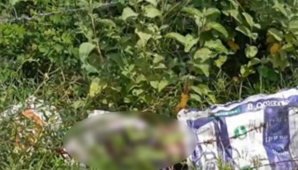El cuerpo del fallecido quedó salido del costal.