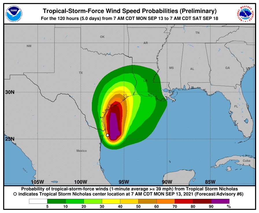 La tormenta tropical Nicholas avanza rumbo a Texas, amenazando con dejar fuertes lluvias y generar inundaciones.