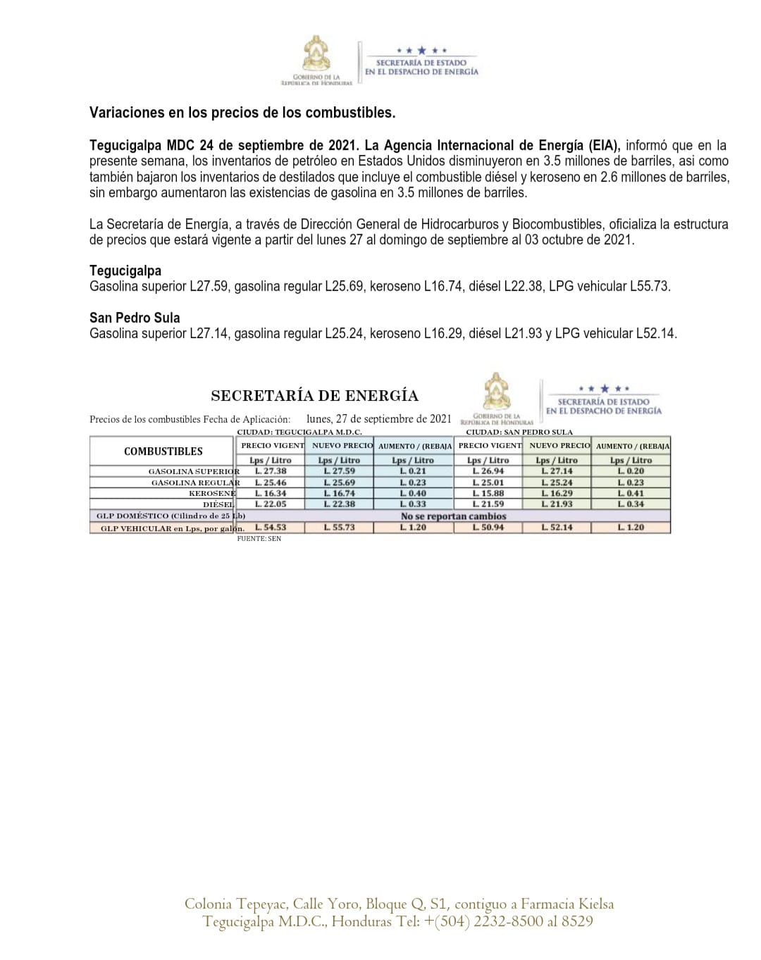 La nueva estructura publicada por la Secretaría de Estado en el Despacho de Energía.