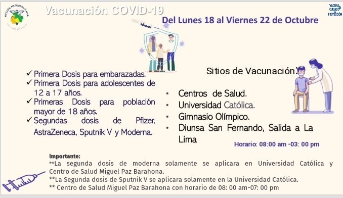 Vacunación lunes 18 octubre