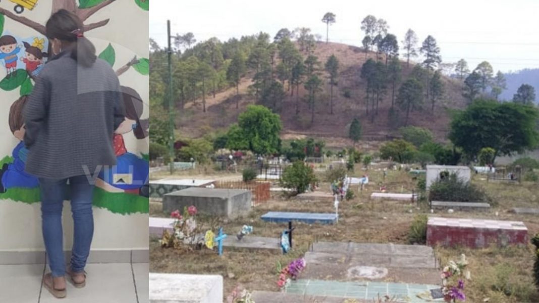 Niña dormía tumba de su padre