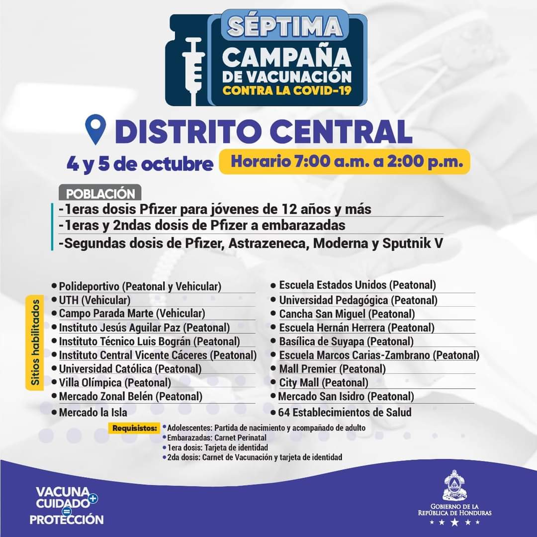 En el Distrito Central la vacunación continúa.