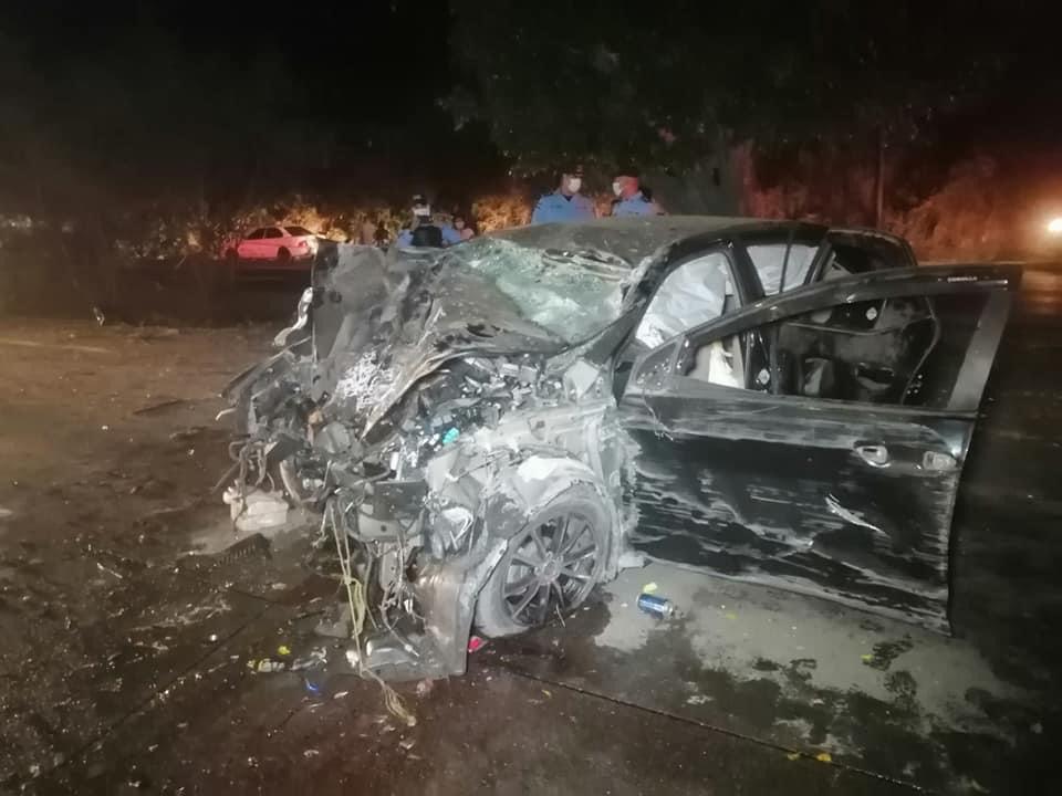 Auto en accidente de Choloma.