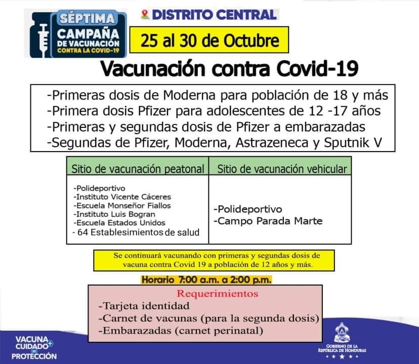 vacunación sábado COVID-19 Honduras
