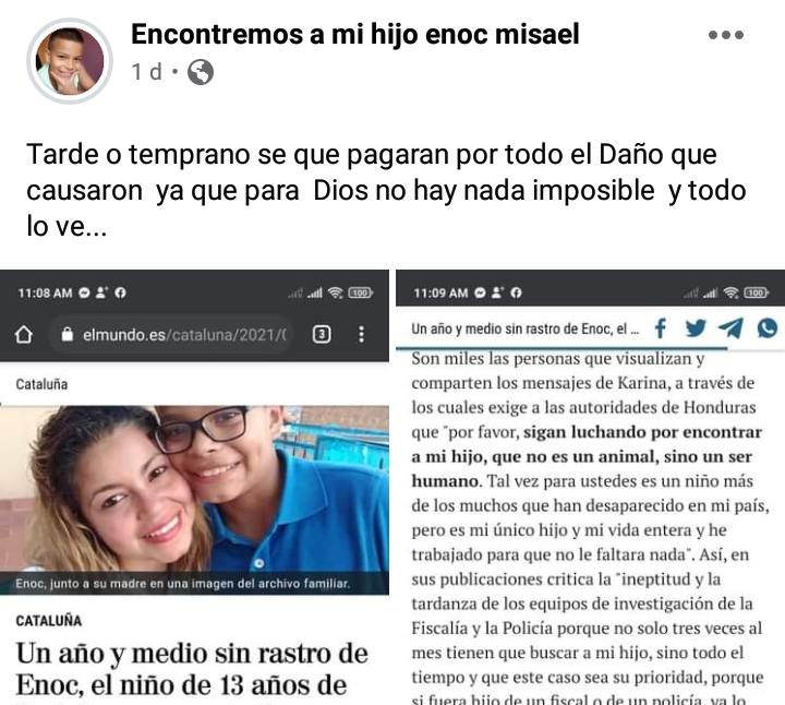 Seguimiento secuestro Enoc Pérez
