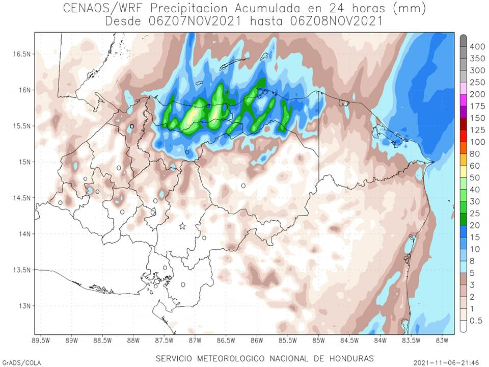 Mapa de Lluvias 7 de noviembre