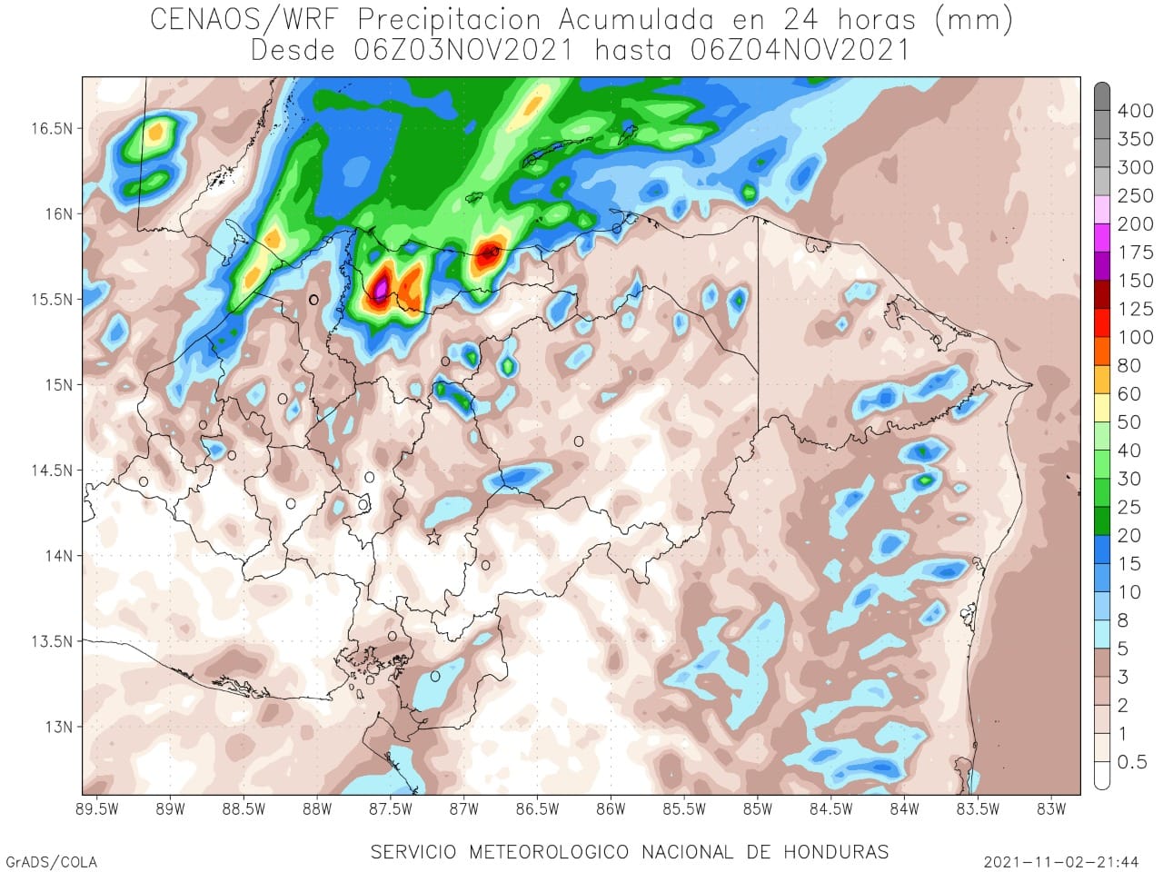 Mapa de lluvias