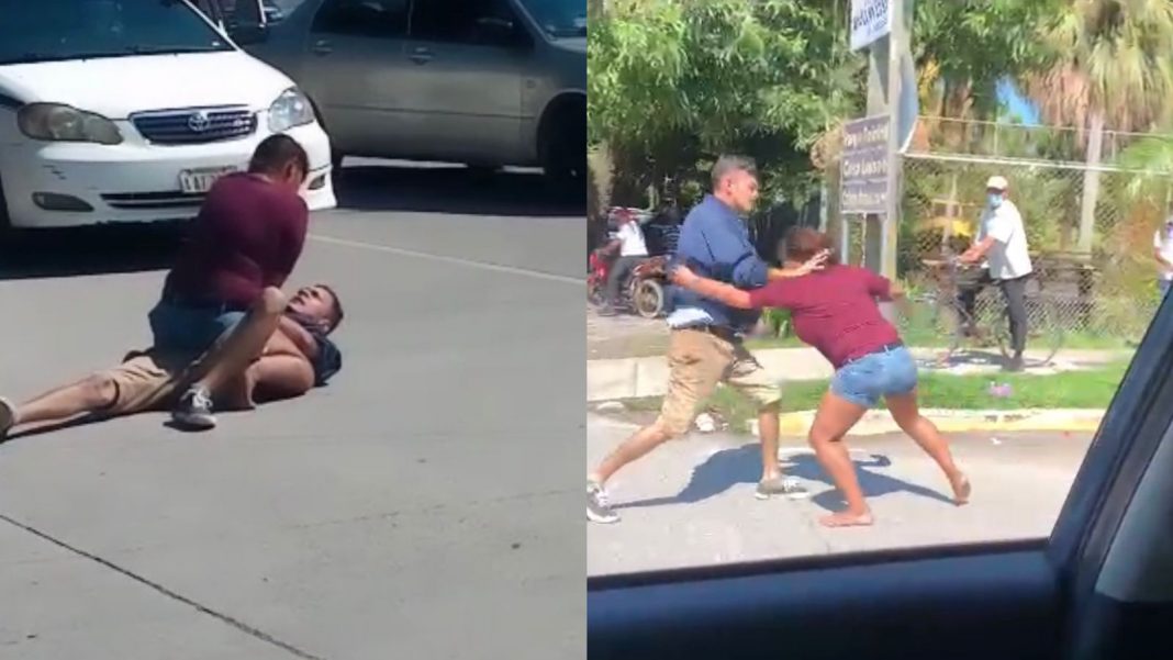 pelea de hombre y mujer en La Ceiba