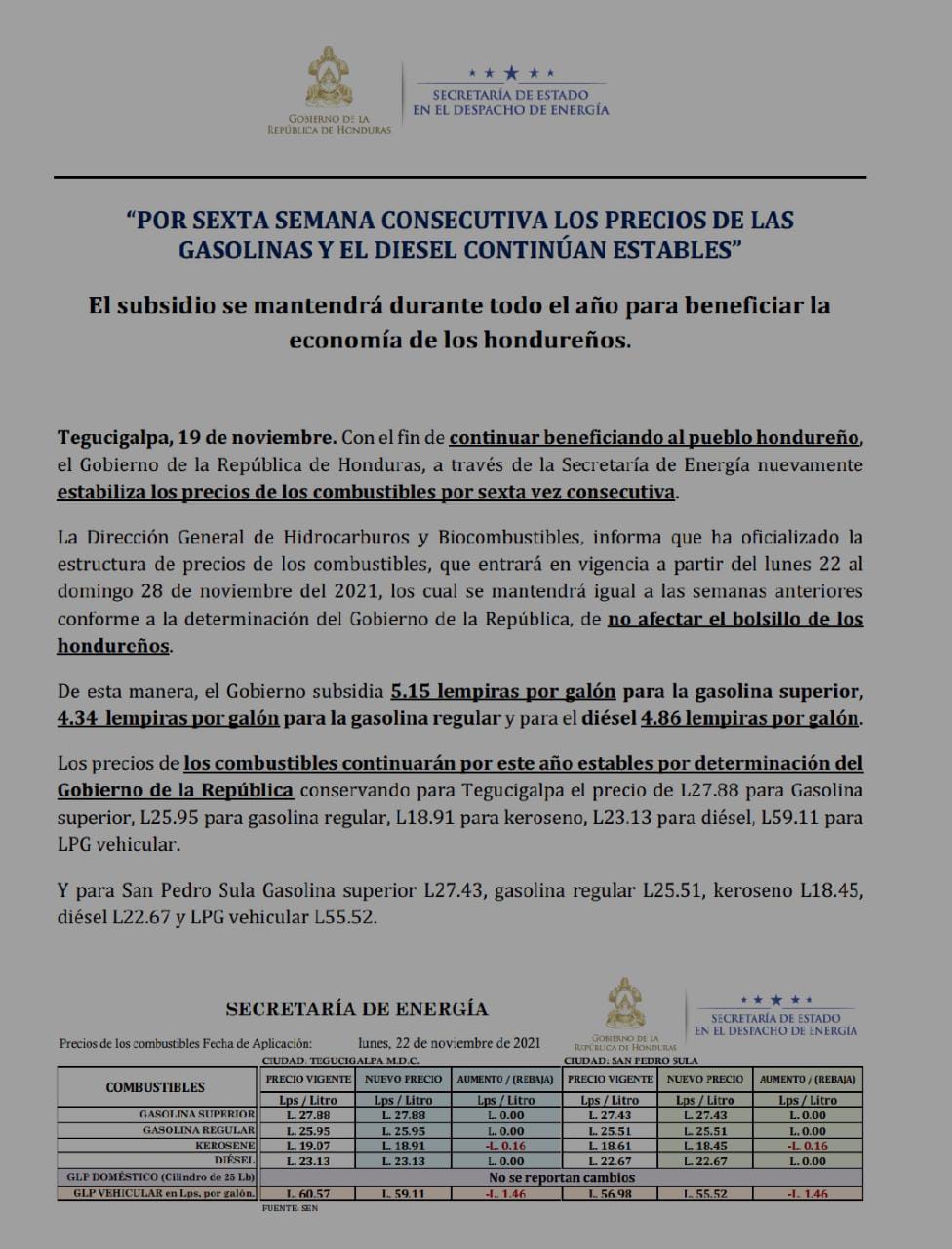 se mantienen precios combustibles