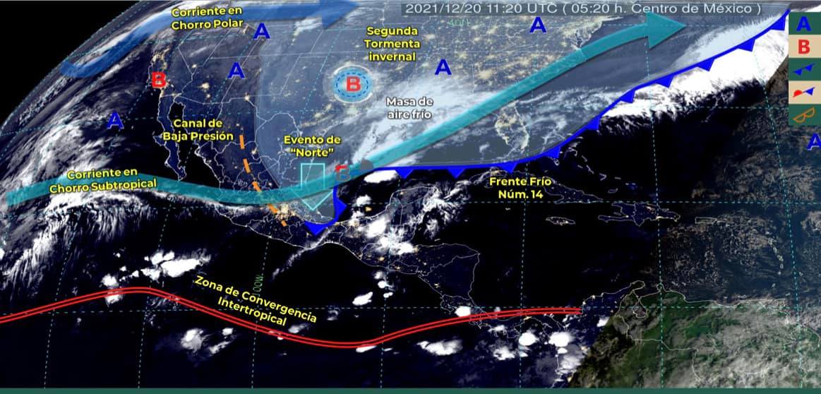 frente frio provocará lluvias